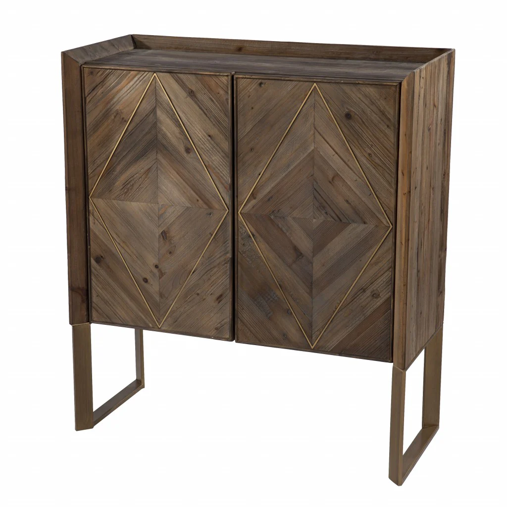 Mod Natural And Gold Reclaimed Wood Accent Cabinet By Homeroots - Image 5