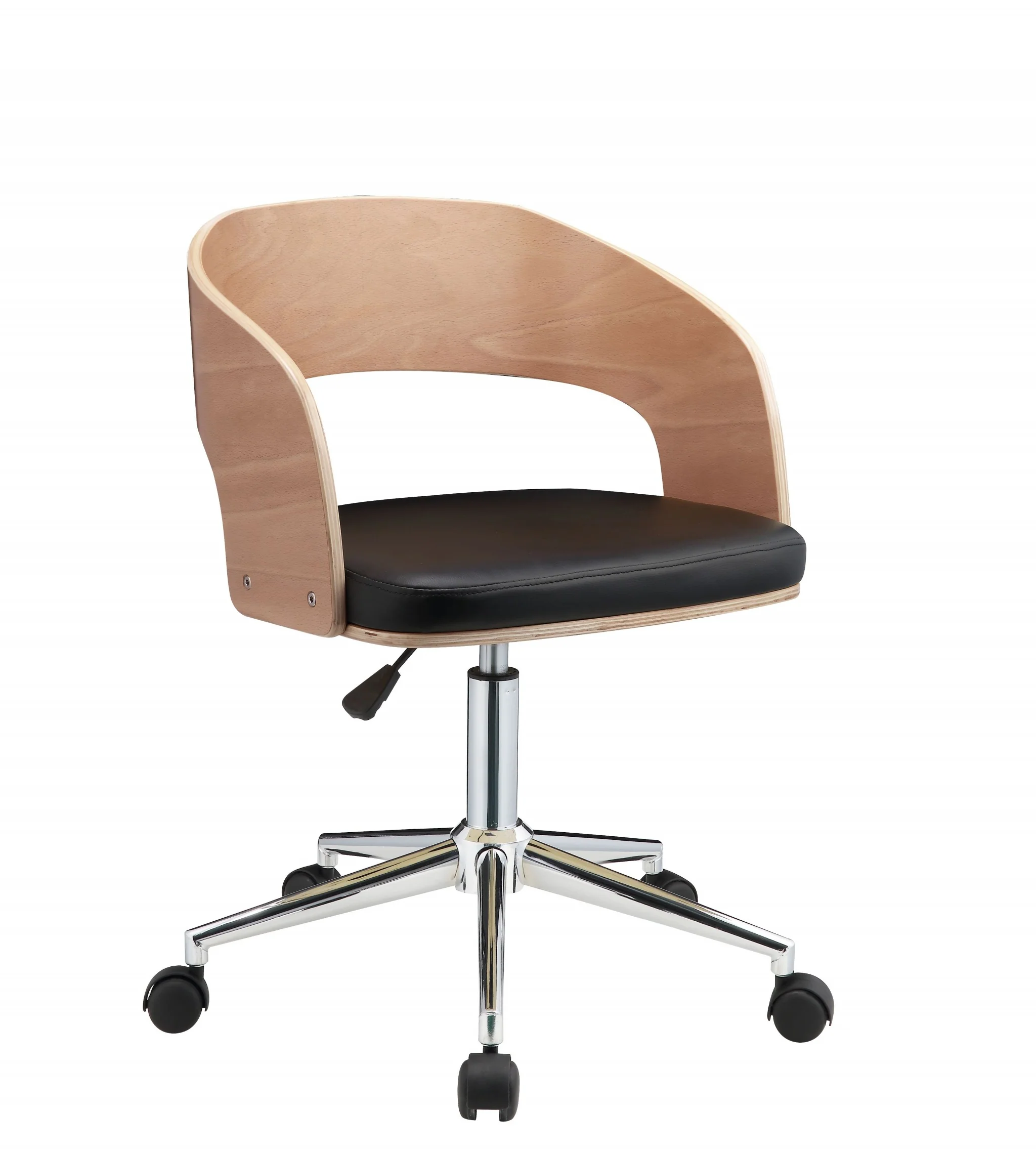 Mod Rolling Black Faux Leather Office Desk Chair By Homeroots - Image 2
