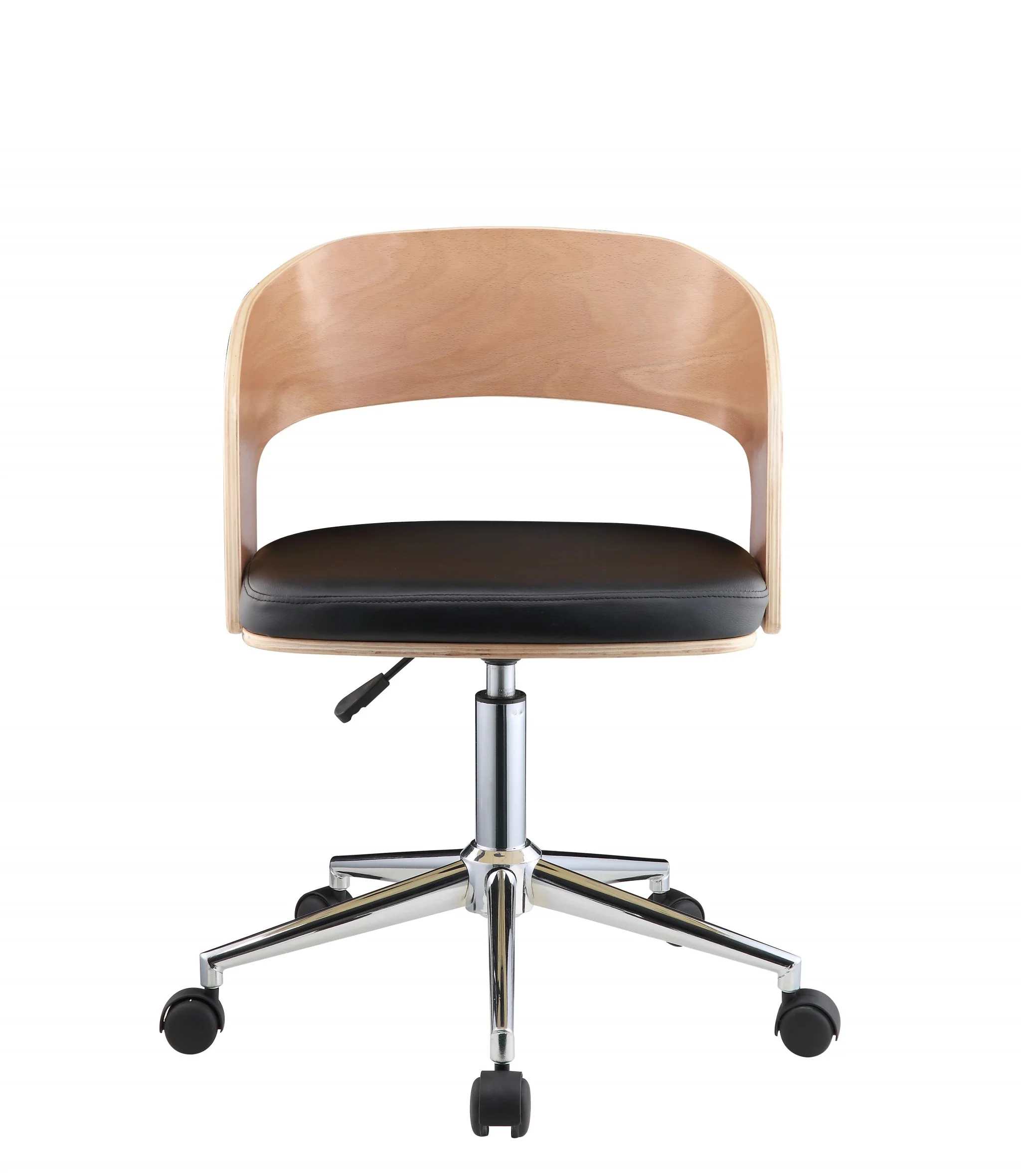 Mod Rolling Black Faux Leather Office Desk Chair By Homeroots - Image 3