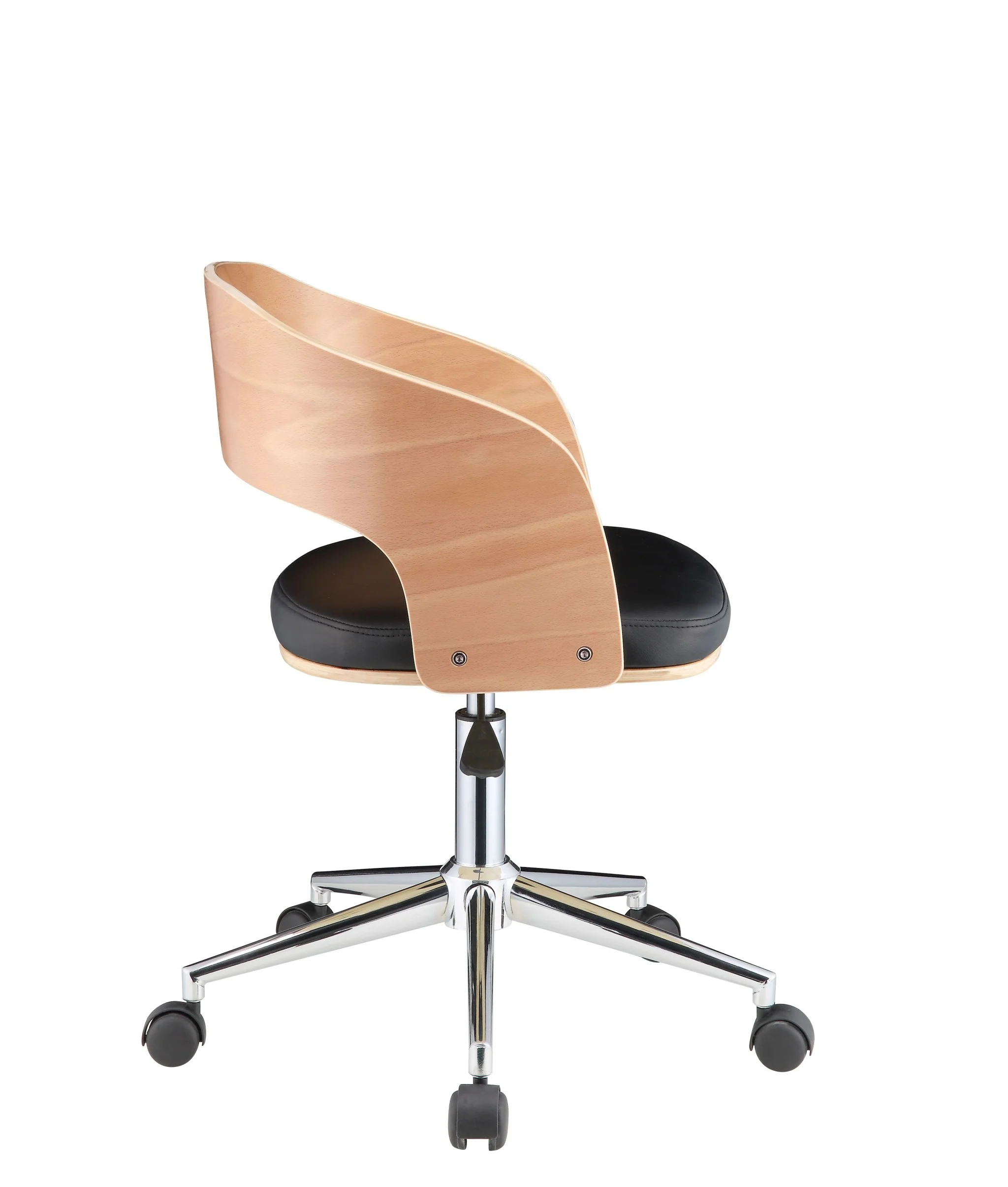 Mod Rolling Black Faux Leather Office Desk Chair By Homeroots - Image 5