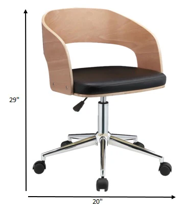 Mod Rolling Black Faux Leather Office Desk Chair By Homeroots - Image 7