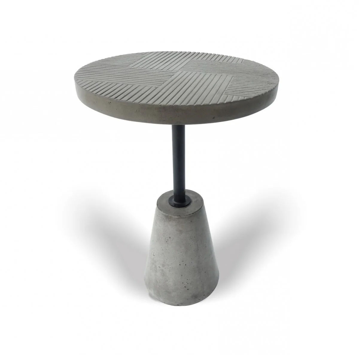 Mod Textured Gray Concrete and Black Metal Pedestal End Table By Homeroots - Image 2