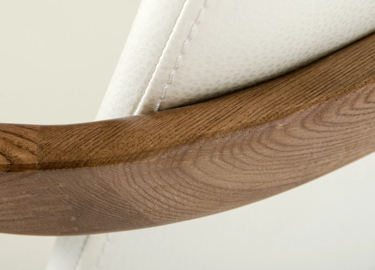 Mod Walnut Wood And Cream Faux Dining Chair By Homeroots - Image 4