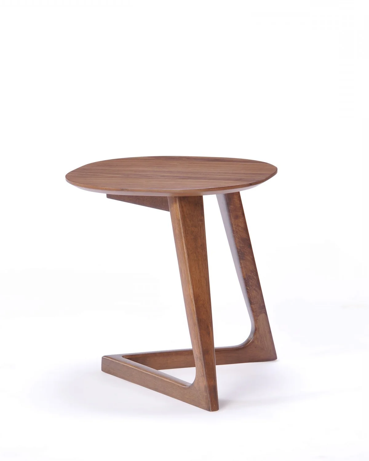 Mod Walnut Wood Asymmetric End Table By Homeroots - Image 4