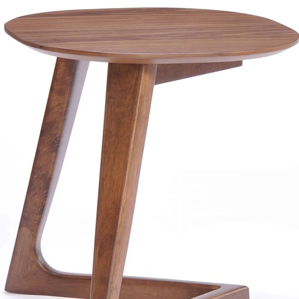 Mod Walnut Wood Asymmetric End Table By Homeroots - Image 5