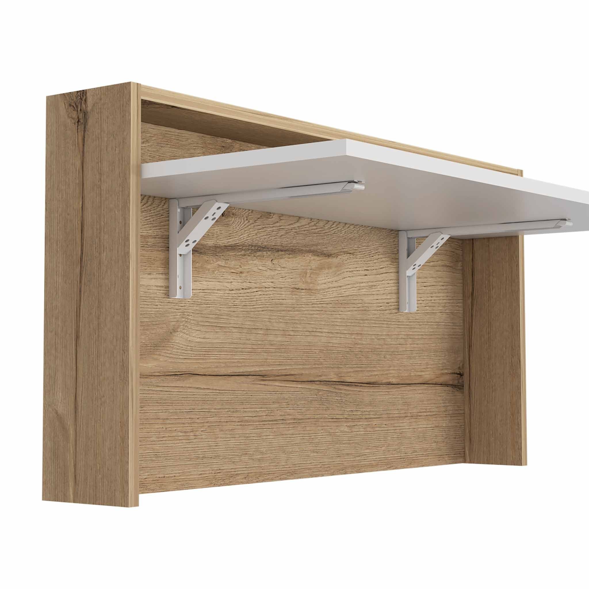Mod White and Natural Folding Floating Desk By Homeroots - Image 5