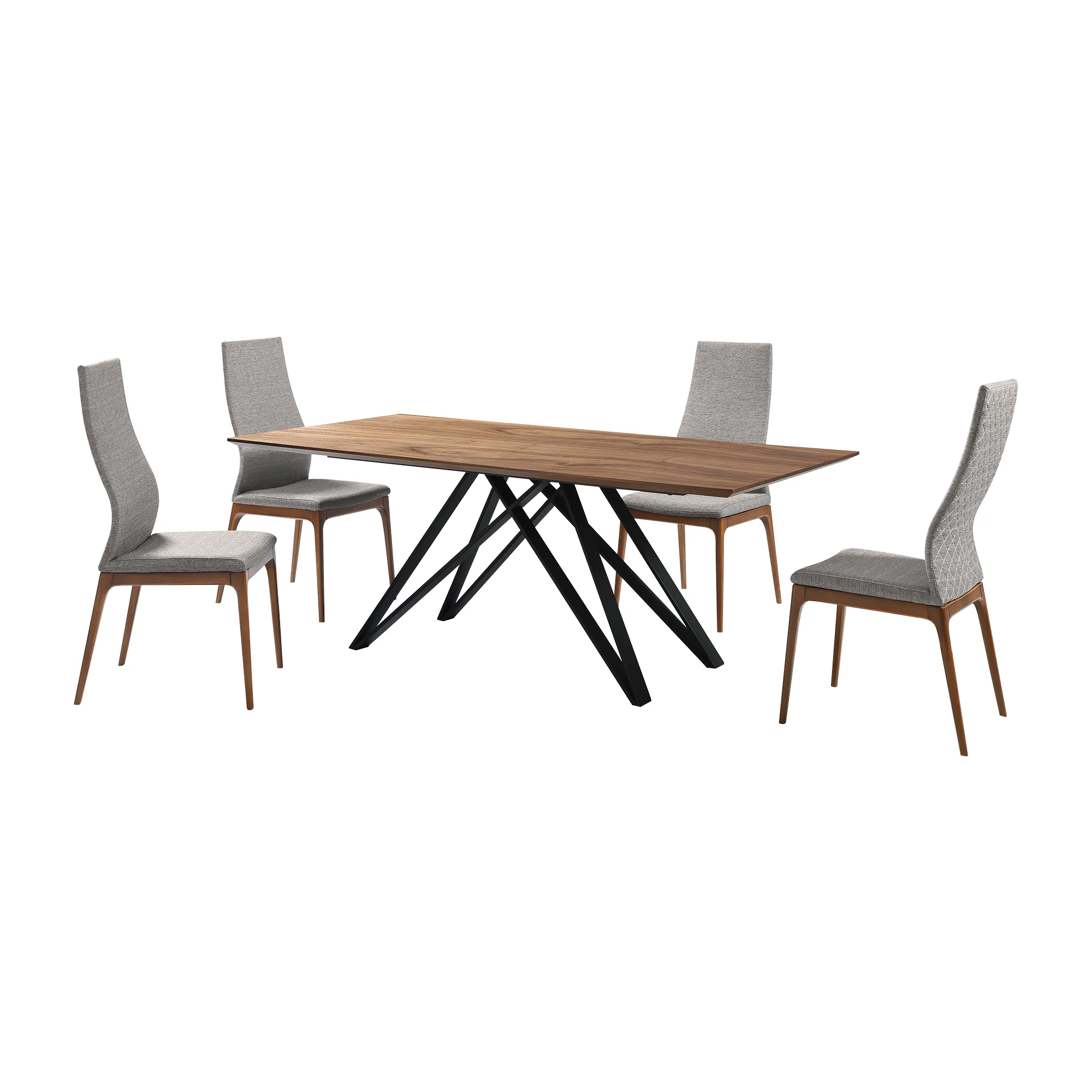 Modena Parker 5 Piece Dining Set with Gray Fabric Chairs By Armen Living - Image 2
