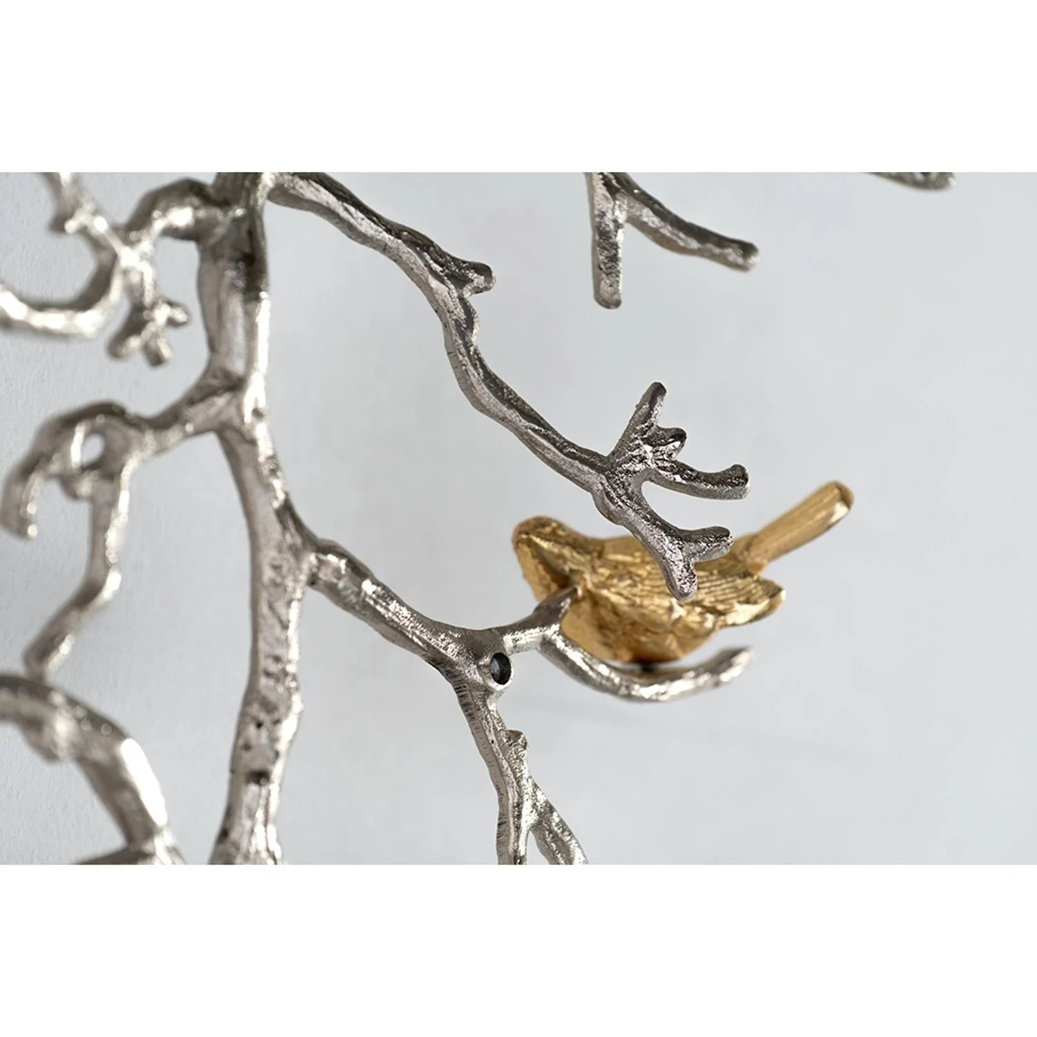 Modern 44" Silver Branch and Golden Birds Wall Art By Homeroots - Image 6