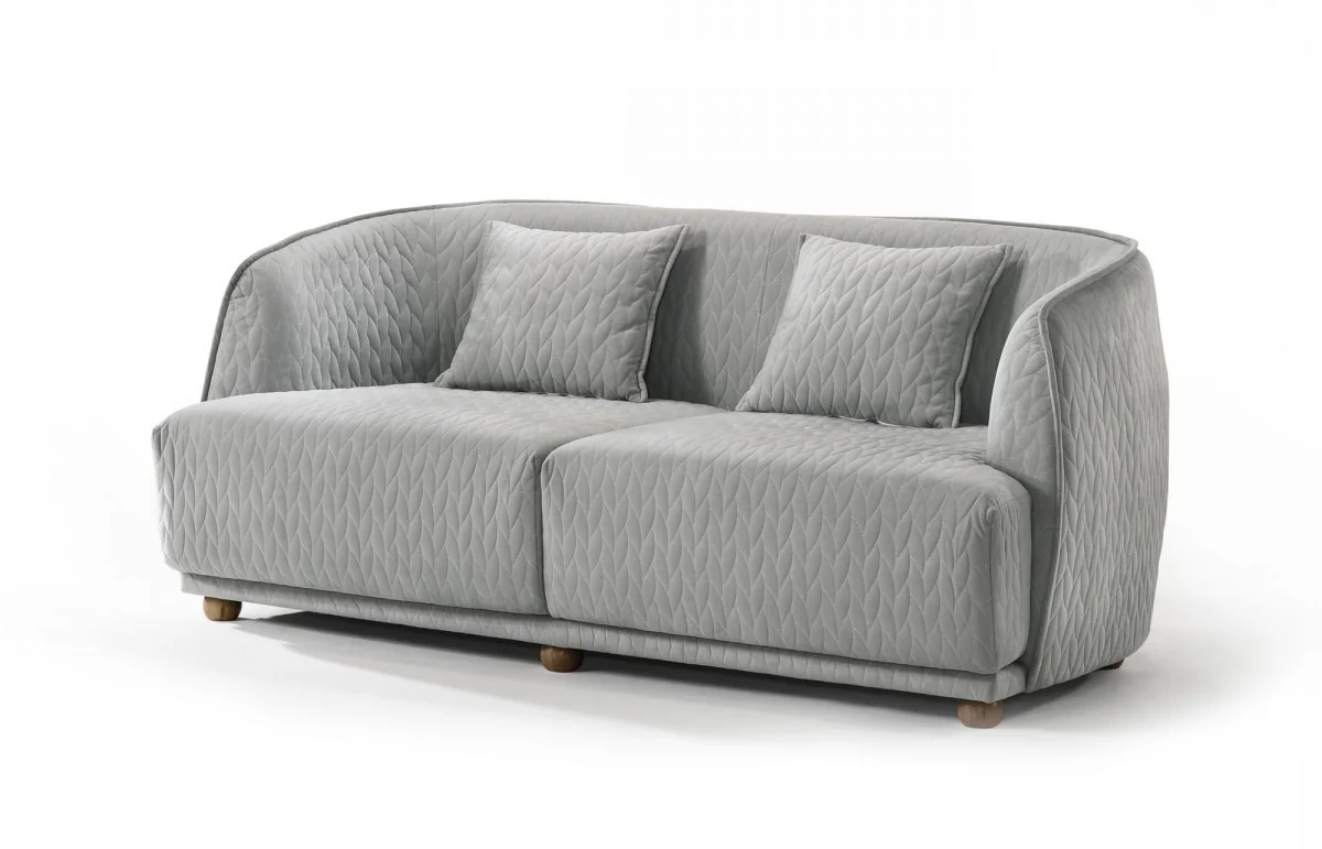 Modern 68" Light Gray Curved Back Quilted Loveseat By Homeroots - Image 2