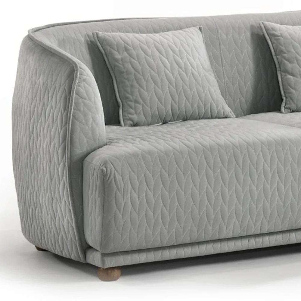 Modern 68" Light Gray Curved Back Quilted Loveseat By Homeroots - Image 3