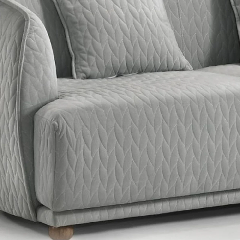 Modern 68" Light Gray Curved Back Quilted Loveseat By Homeroots - Image 4