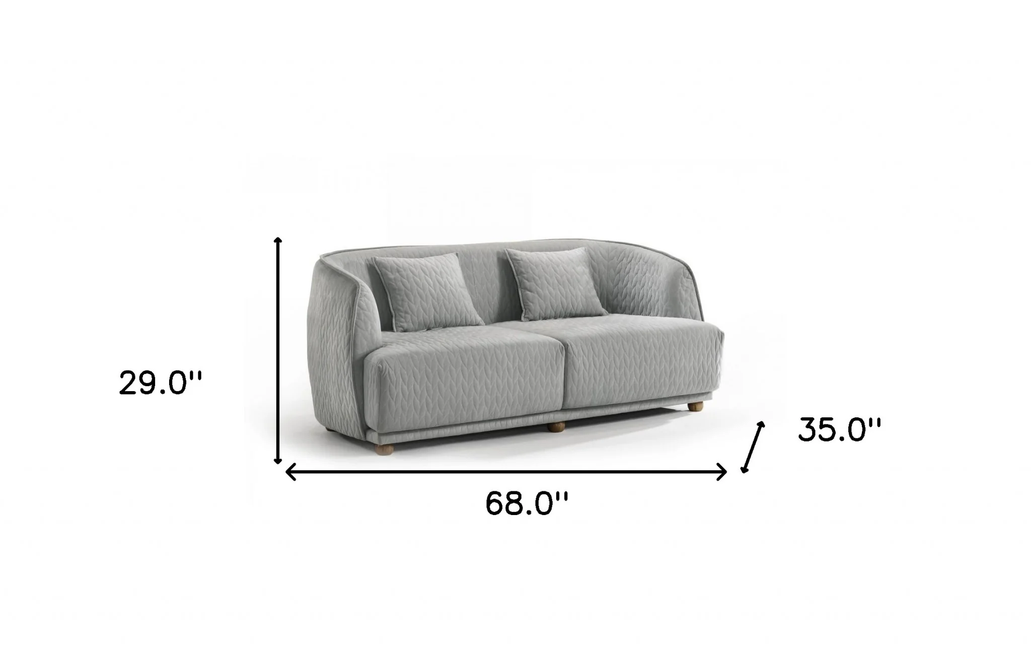Modern 68" Light Gray Curved Back Quilted Loveseat By Homeroots - Image 5