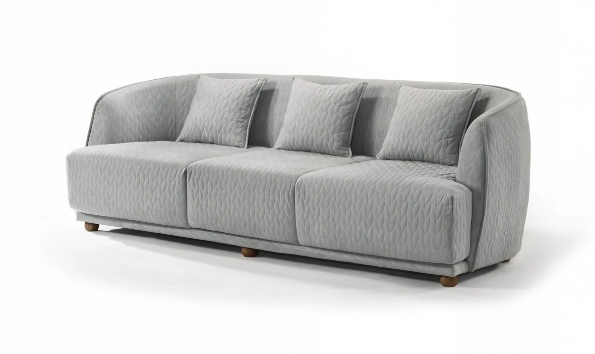 Modern 68" Light Gray Quilted Sofa By Homeroots - Image 2