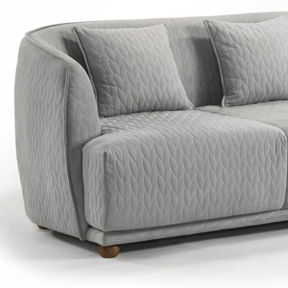 Modern 68" Light Gray Quilted Sofa By Homeroots - Image 3