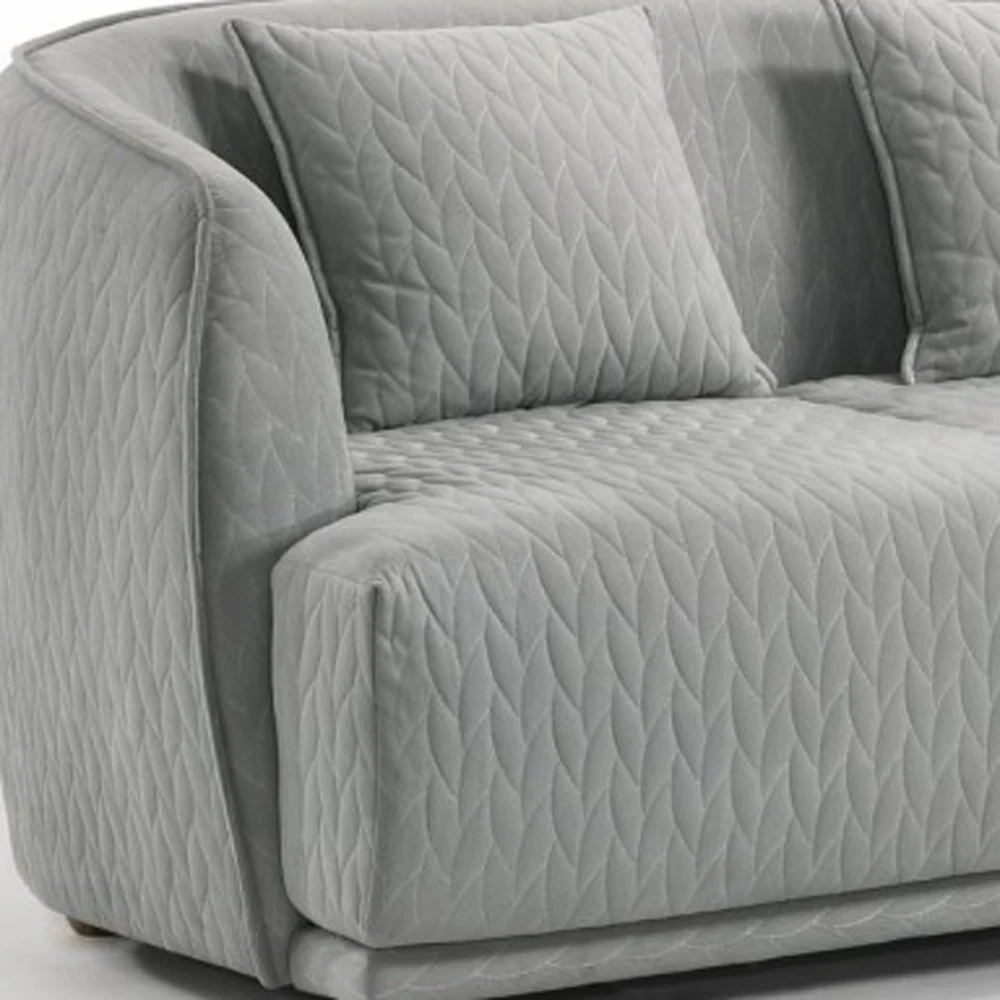 Modern 68" Light Gray Quilted Sofa By Homeroots - Image 4