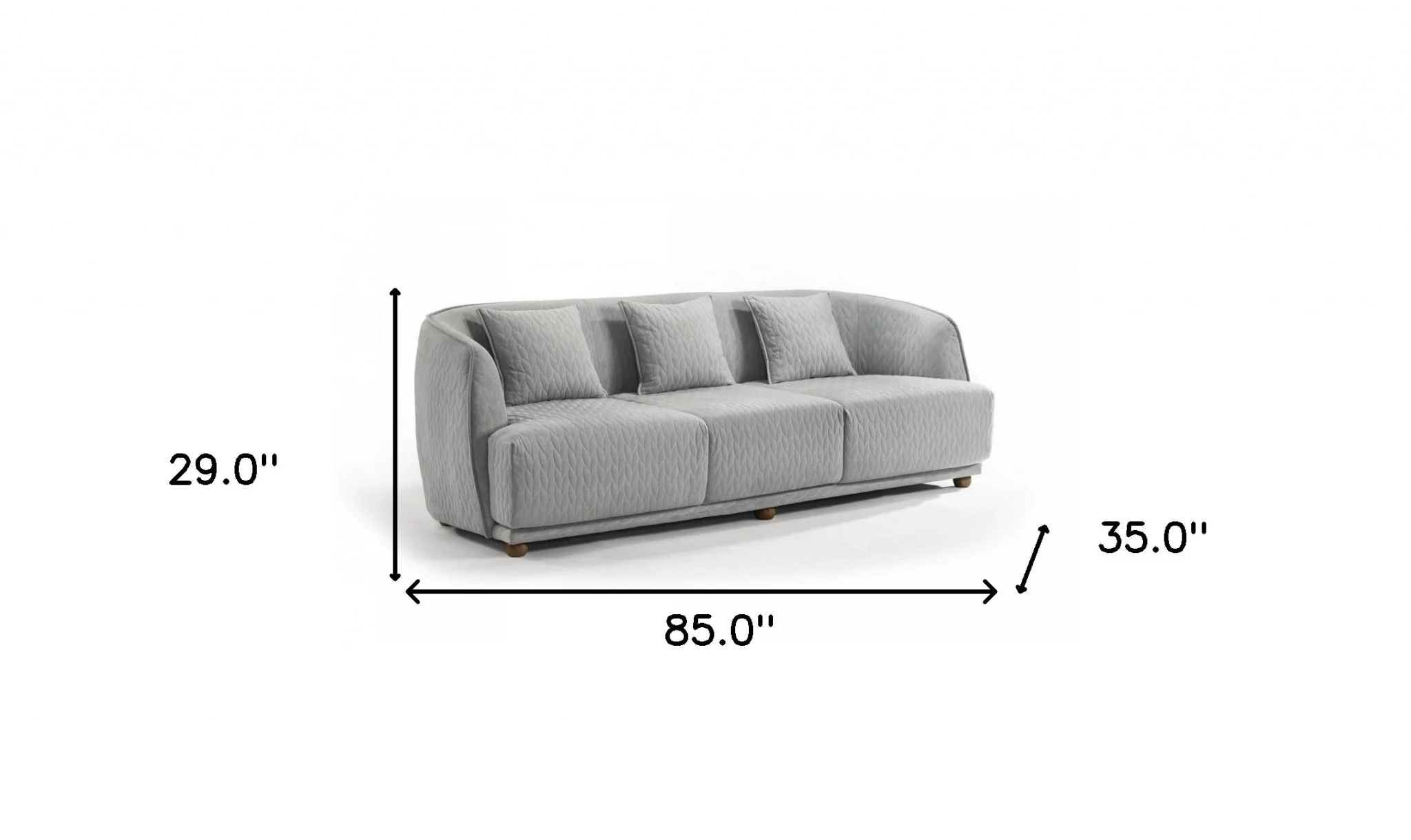Modern 68" Light Gray Quilted Sofa By Homeroots - Image 5
