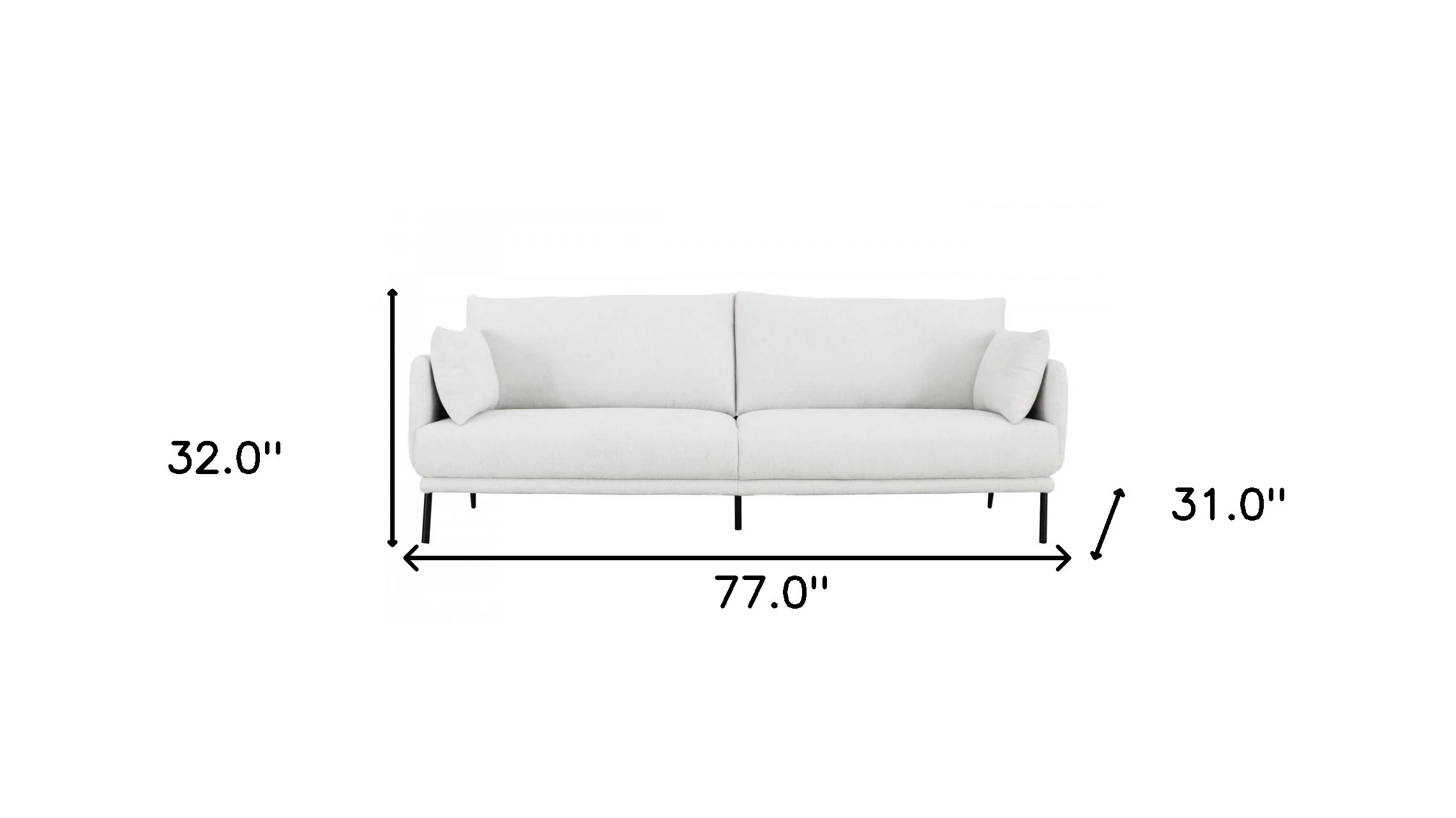 Modern 77" White and Black Fabric Loveseat By Homeroots - Image 5