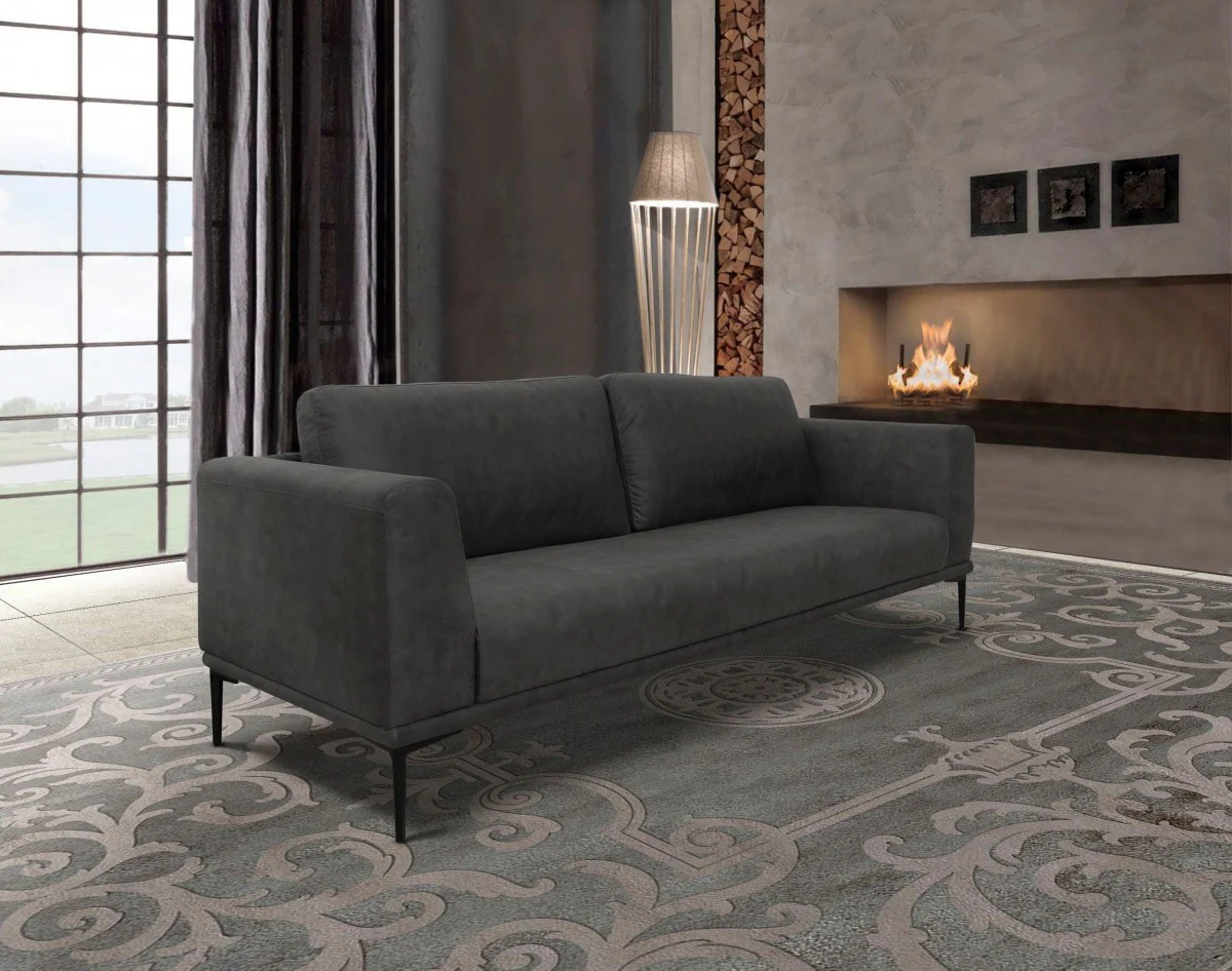 Modern 78" Dark Grey Loveseat With Removable Cushions By Homeroots - Image 2