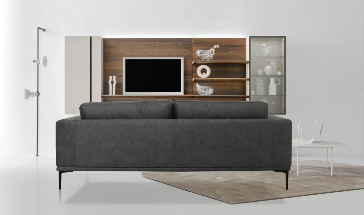 Modern 78" Dark Grey Loveseat With Removable Cushions By Homeroots - Image 3
