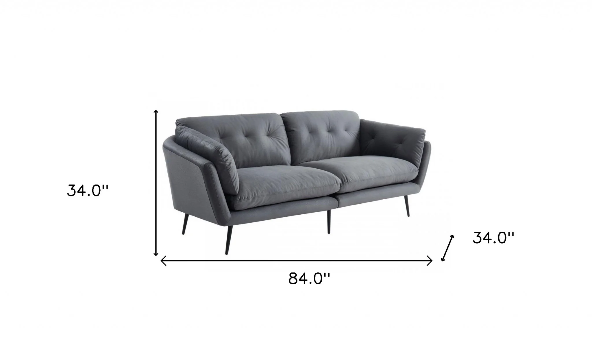 Modern 84" Dark Grey Sofa With Two Cushions By Homeroots - Image 14