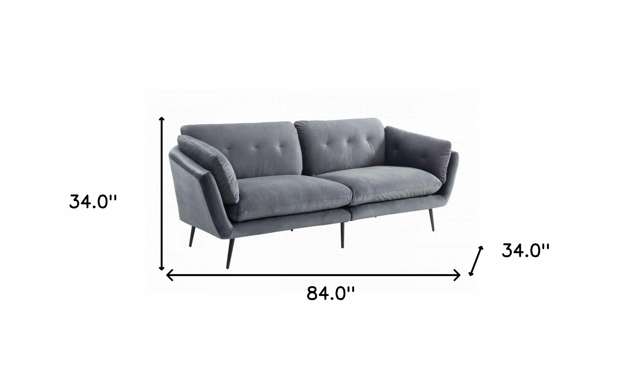 Modern 84" Dark Grey Sofa With Two Cushions By Homeroots - Image 7