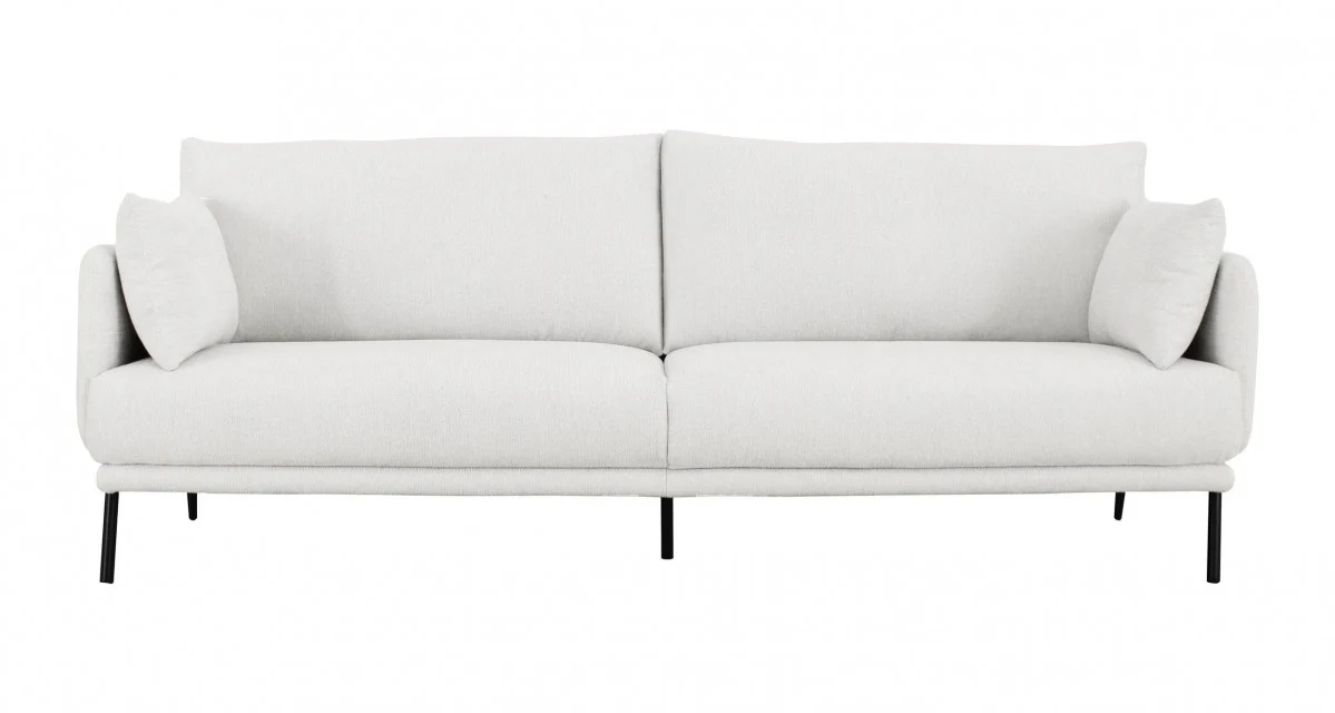 Modern 85" White and Black Fabric Sofa By Homeroots - Image 3