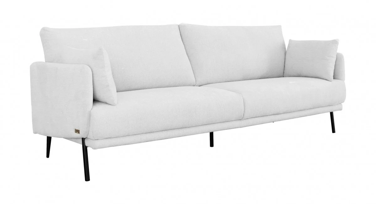 Modern 85" White and Black Fabric Sofa By Homeroots - Image 4