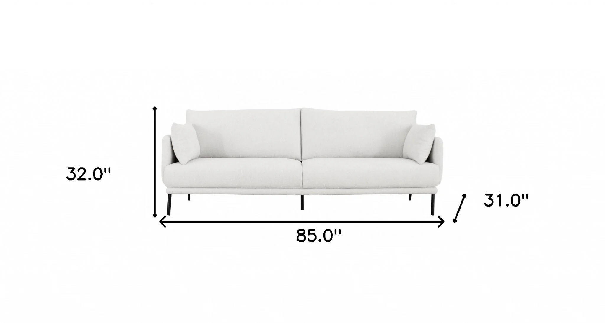 Modern 85" White and Black Fabric Sofa By Homeroots - Image 8