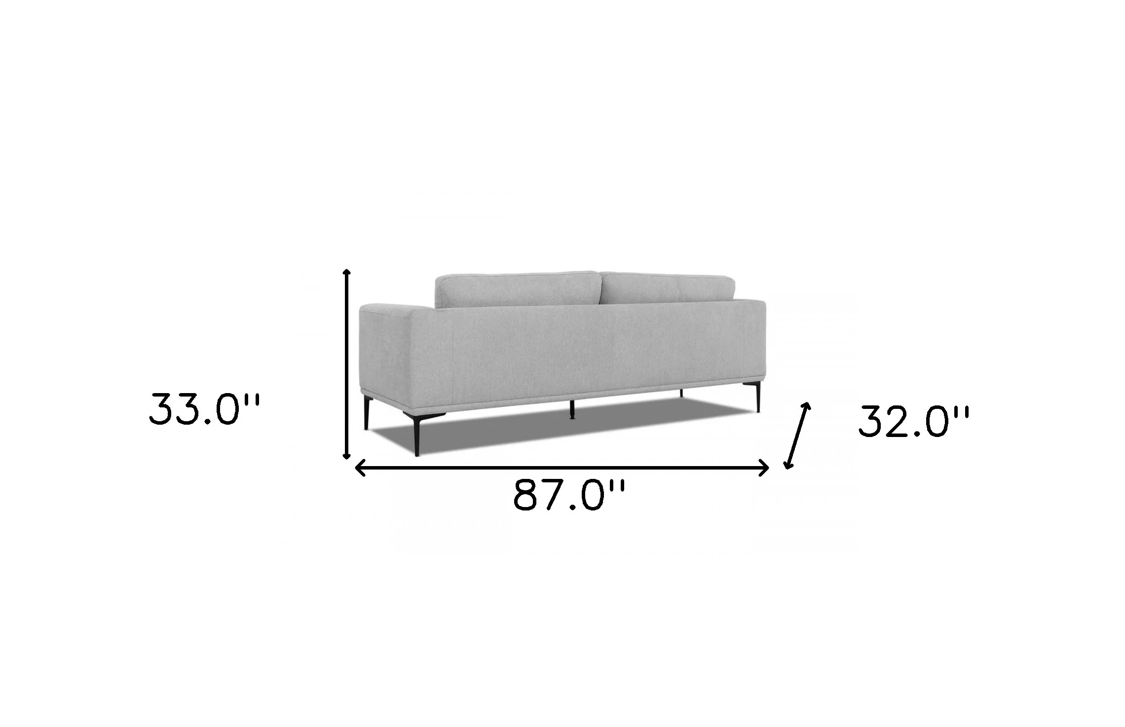 Modern 87" Dark Grey Sofa With Removable Back Cushions By Homeroots - Image 12