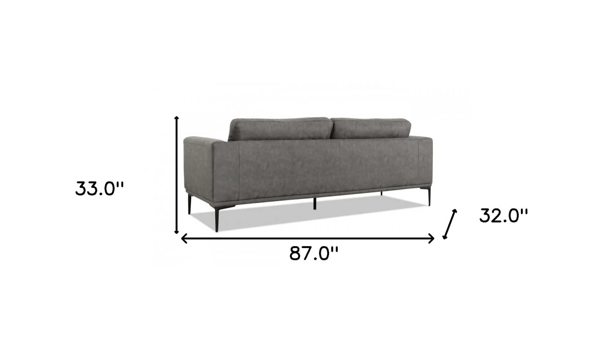 Modern 87" Dark Grey Sofa With Removable Back Cushions By Homeroots - Image 5