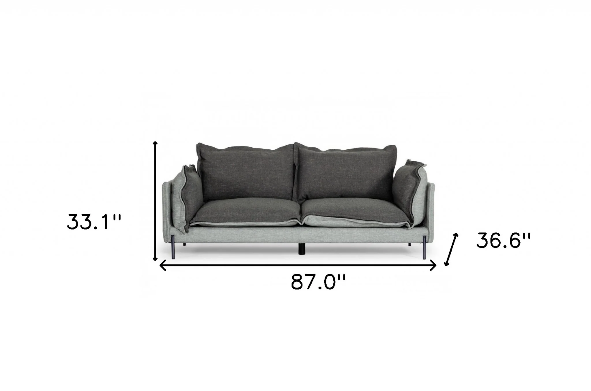 Modern 87" Two Tone Grey Sofa With Reversible Cushions By Homeroots - Image 7