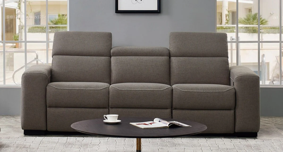 Modern 89" Brown Sofa With Two Recliners By Homeroots - Image 2