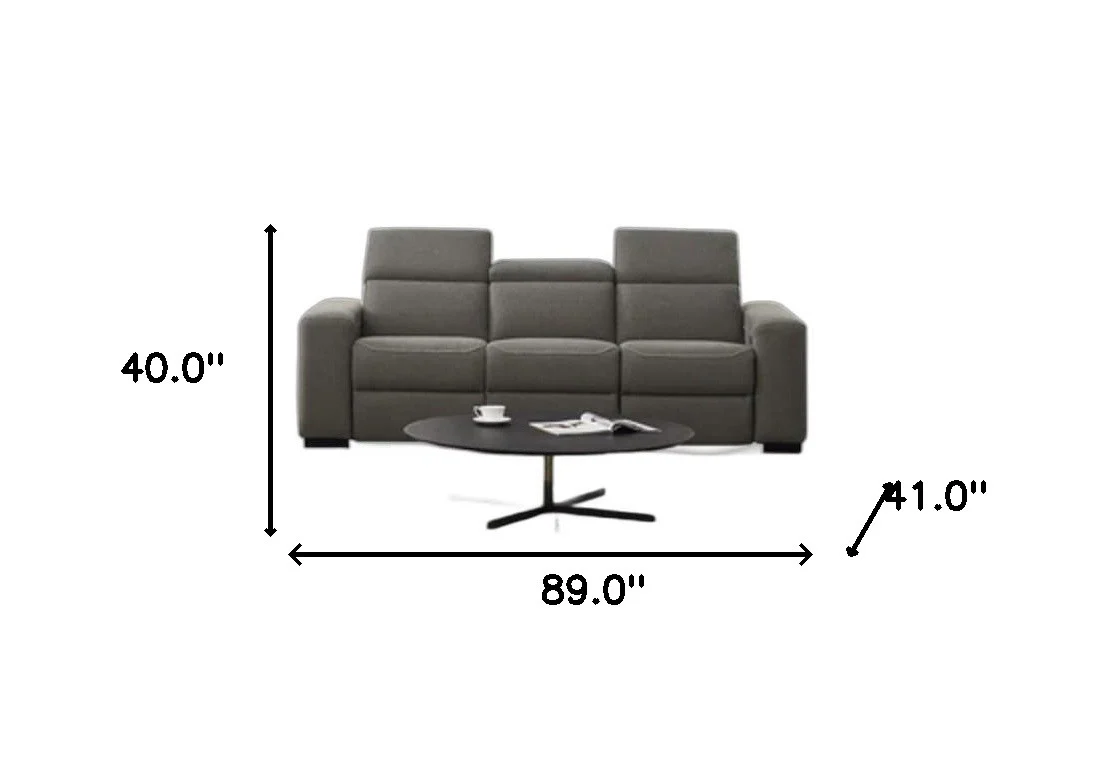 Modern 89" Brown Sofa With Two Recliners By Homeroots - Image 5