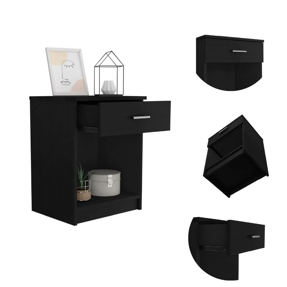 Modern and Eco Black Bed and Bath Nightstand By Homeroots - Image 3