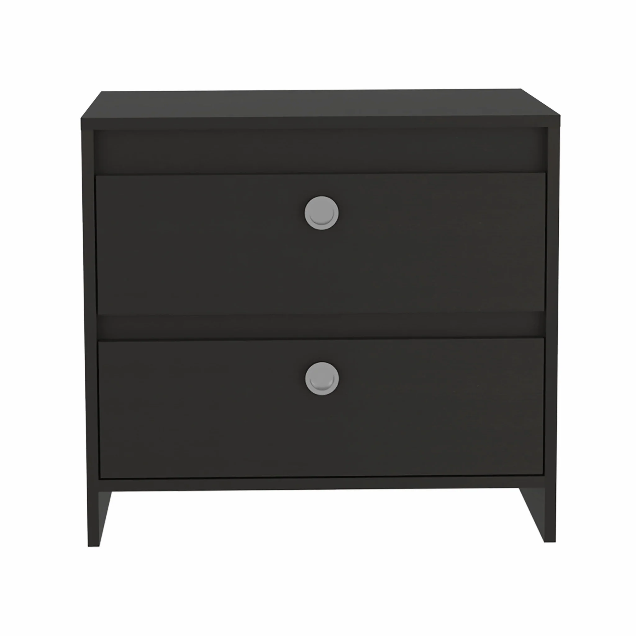 Modern and Minimalist White and Dark Brown Board Nightstand By Homeroots - Image 6