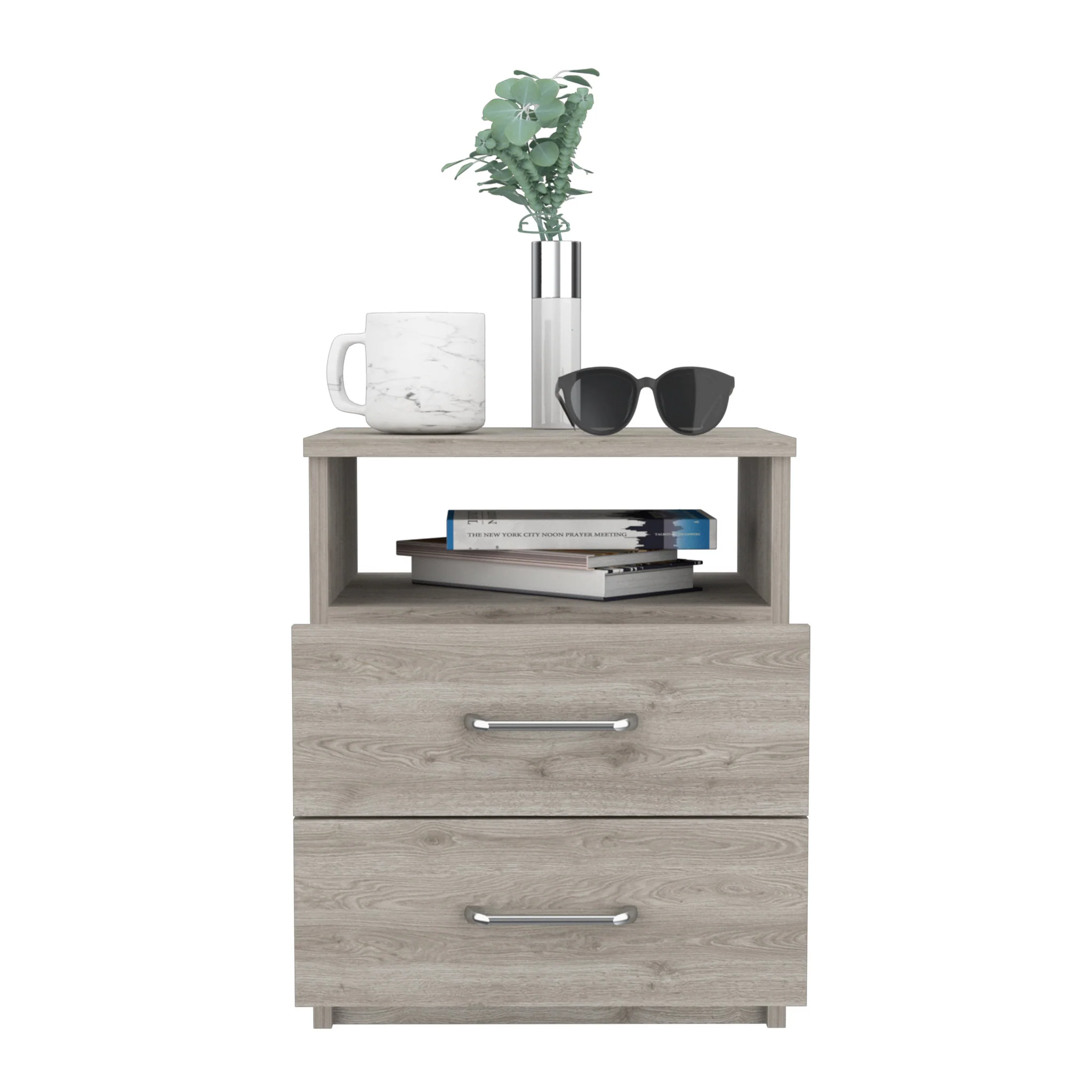 Modern and Stylish Light Grey Particle Bedroom Nightstand By Homeroots - Image 2