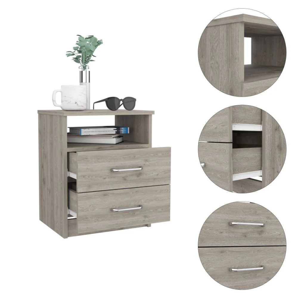 Modern and Stylish Light Grey Particle Bedroom Nightstand By Homeroots - Image 3