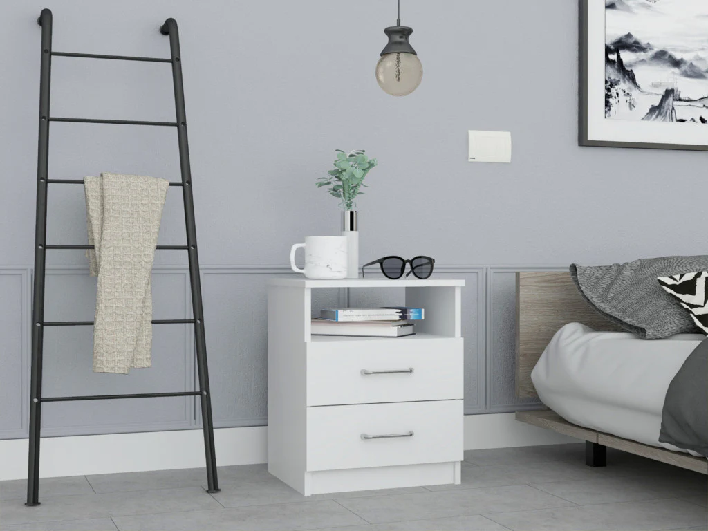 Modern and Stylish White Particle Bedroom Nightstand By Homeroots - Image 3