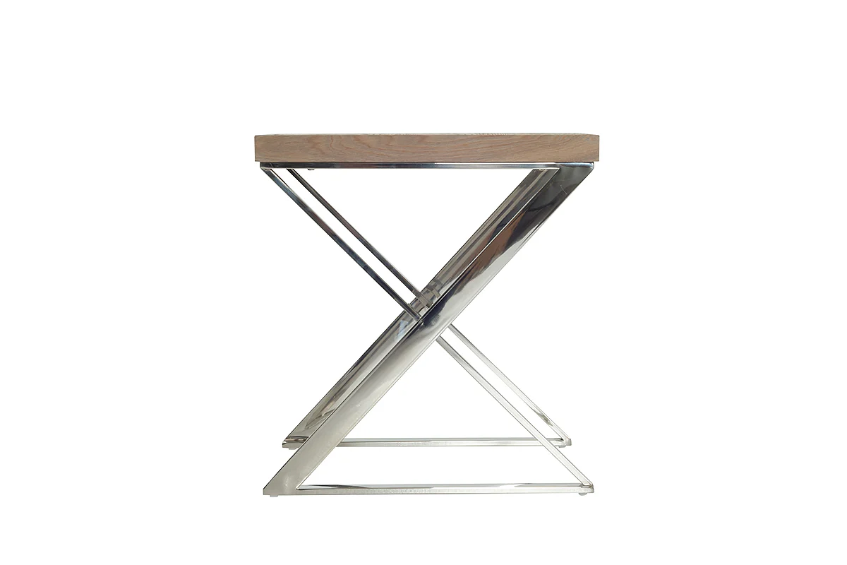 Modern Ash and Steel End Table By Homeroots - Image 2