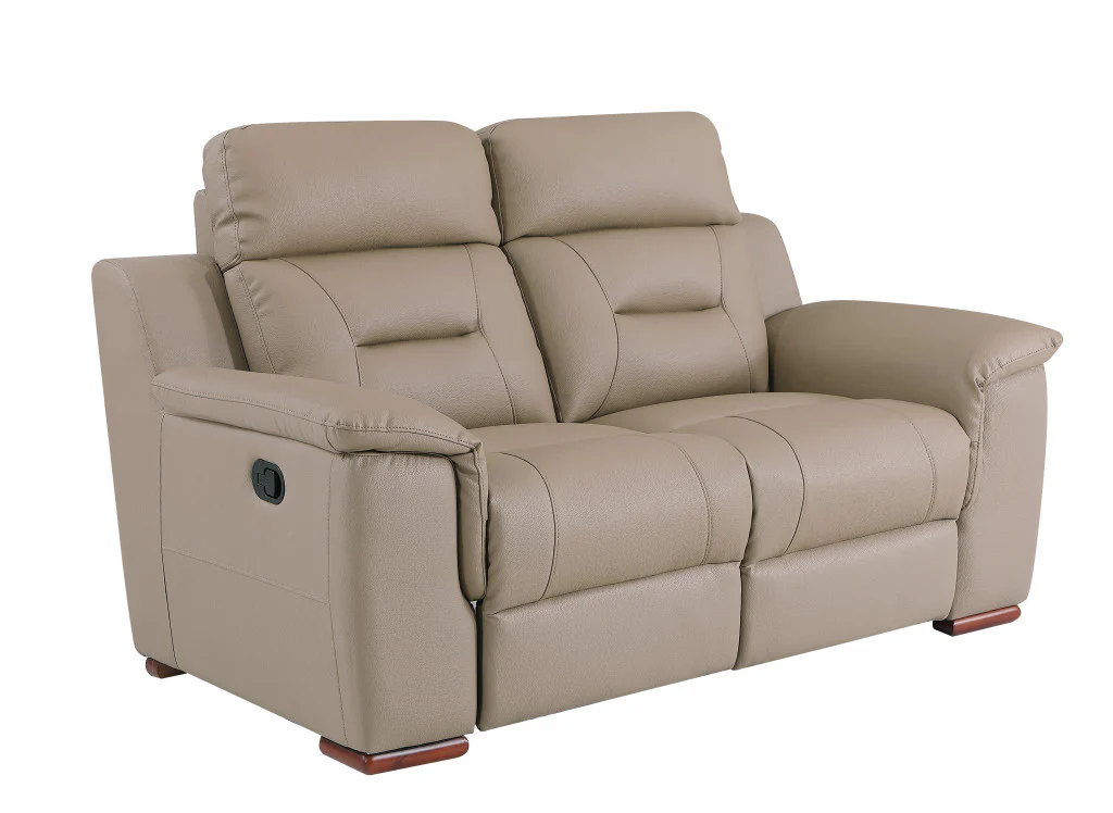 Modern Beige Leather Loveseat By Homeroots - Image 2