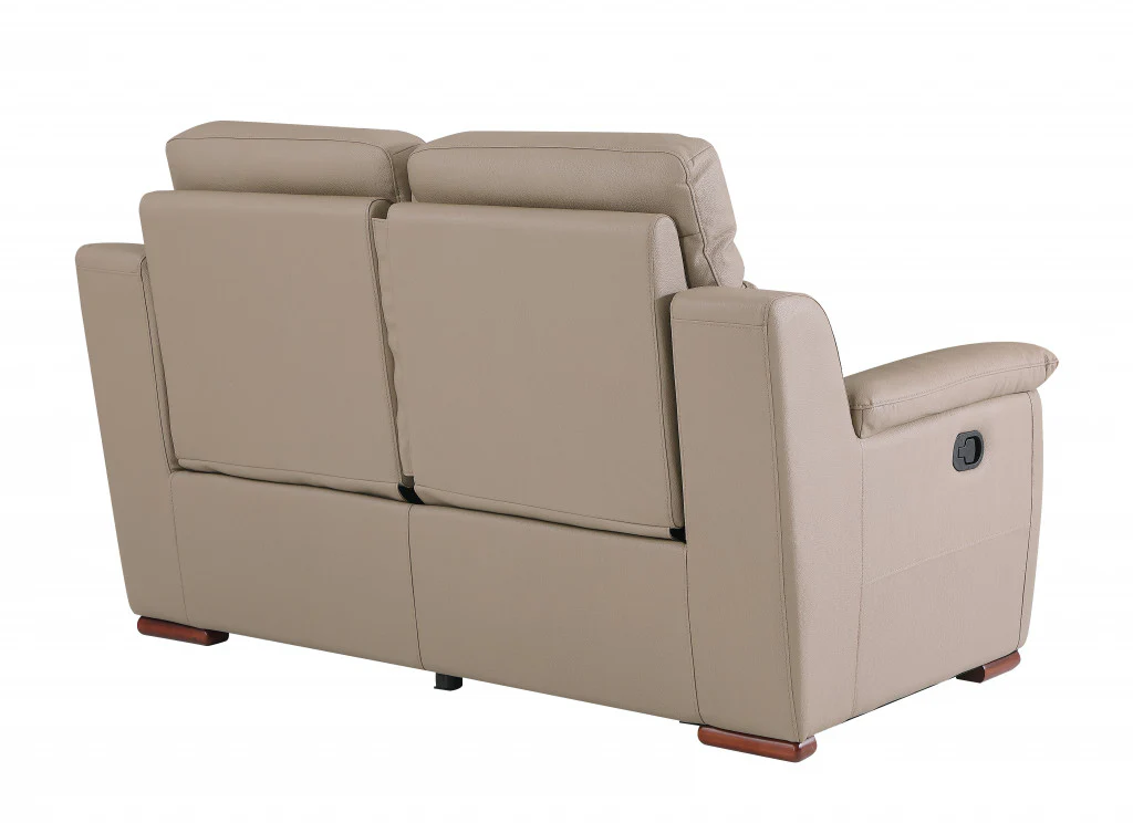 Modern Beige Leather Loveseat By Homeroots - Image 3