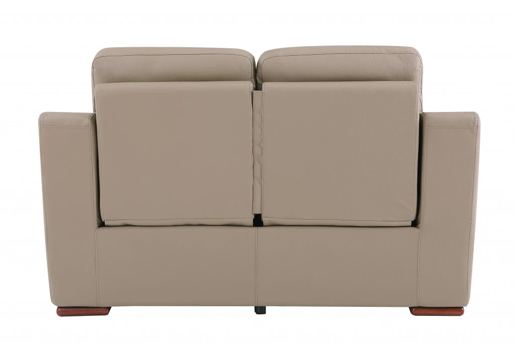 Modern Beige Leather Loveseat By Homeroots - Image 4