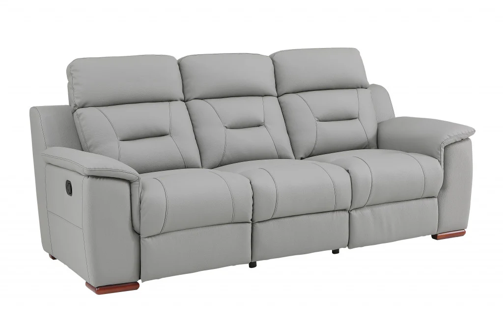 Modern Beige Leather Reclining Sofa By Homeroots - Image 12