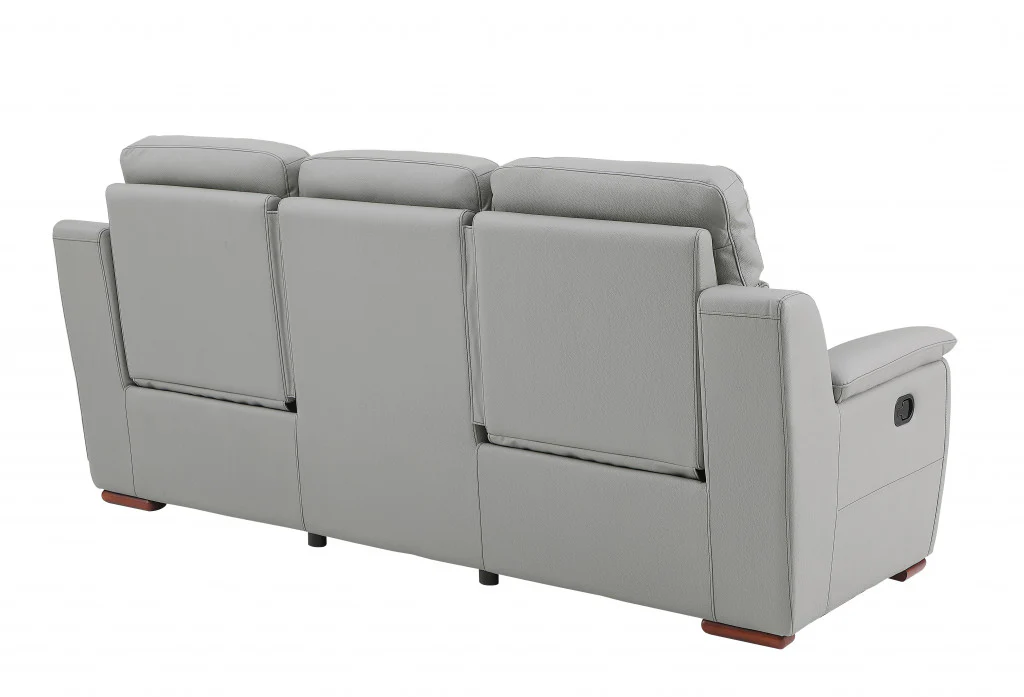 Modern Beige Leather Reclining Sofa By Homeroots - Image 14