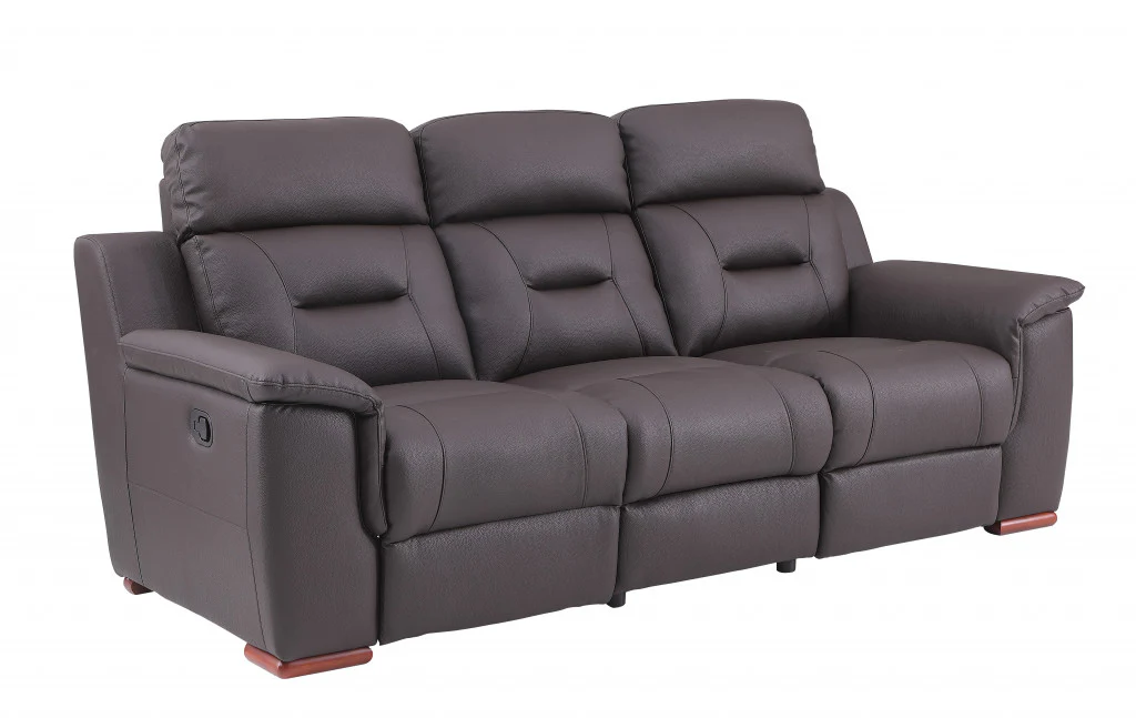 Modern Beige Leather Reclining Sofa By Homeroots - Image 7