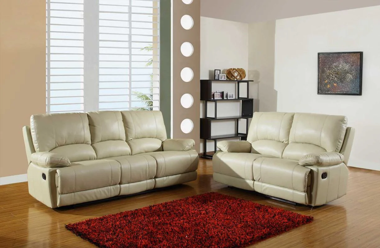 Modern Beige Leather Sofa And Loveseat By Homeroots - 343900 - Image 2