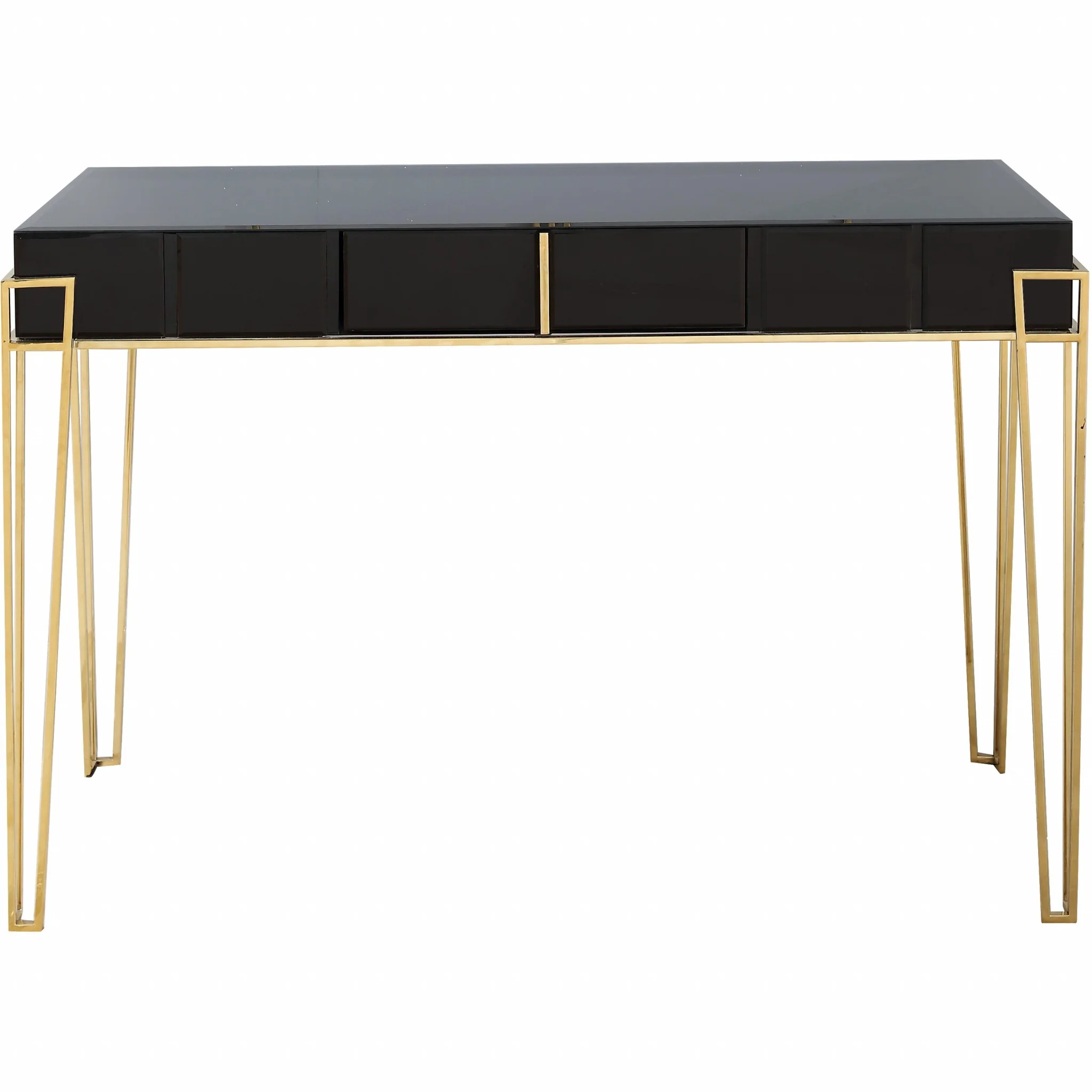 Modern Black and Gold Console Table and Mirror Set By Homeroots - Image 5