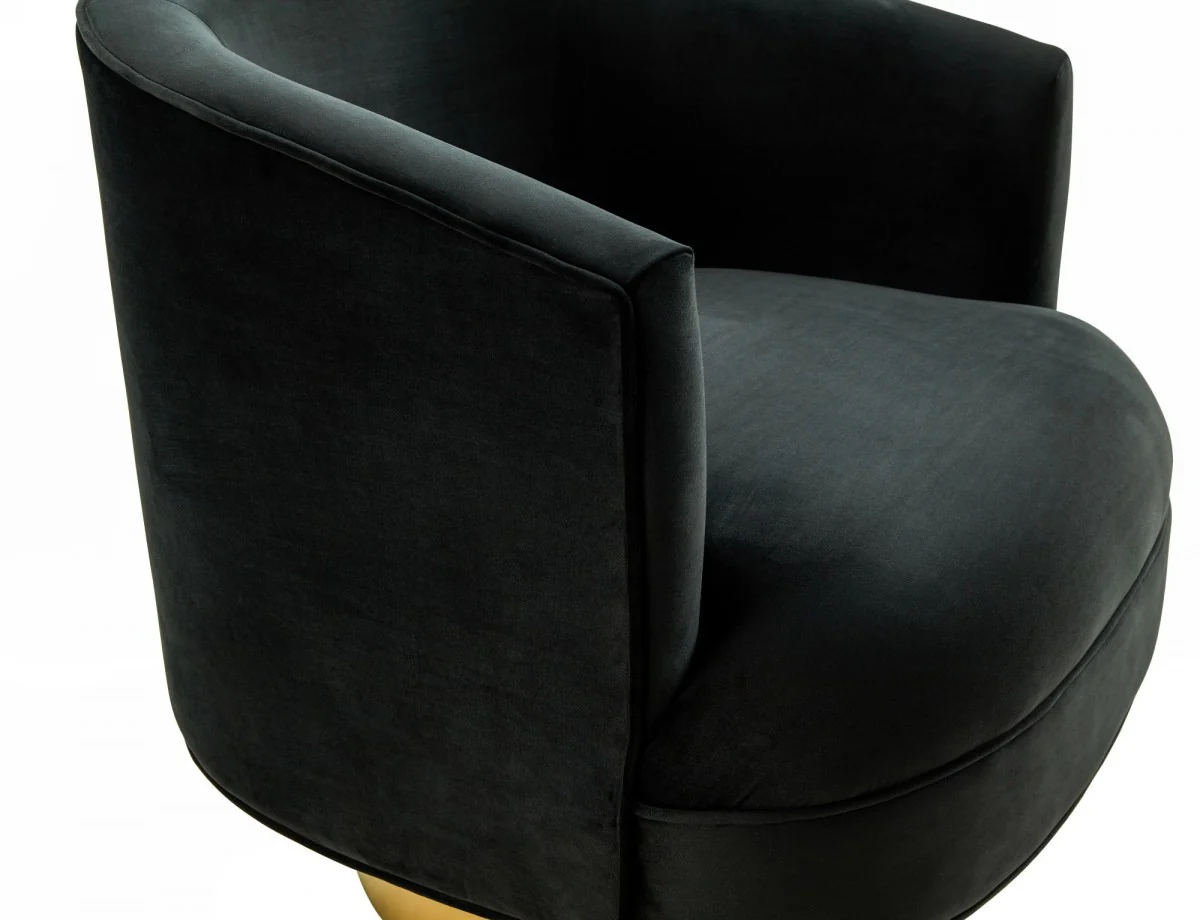 Modern Black and Gold Velvet Accent Chair By Homeroots - Image 6
