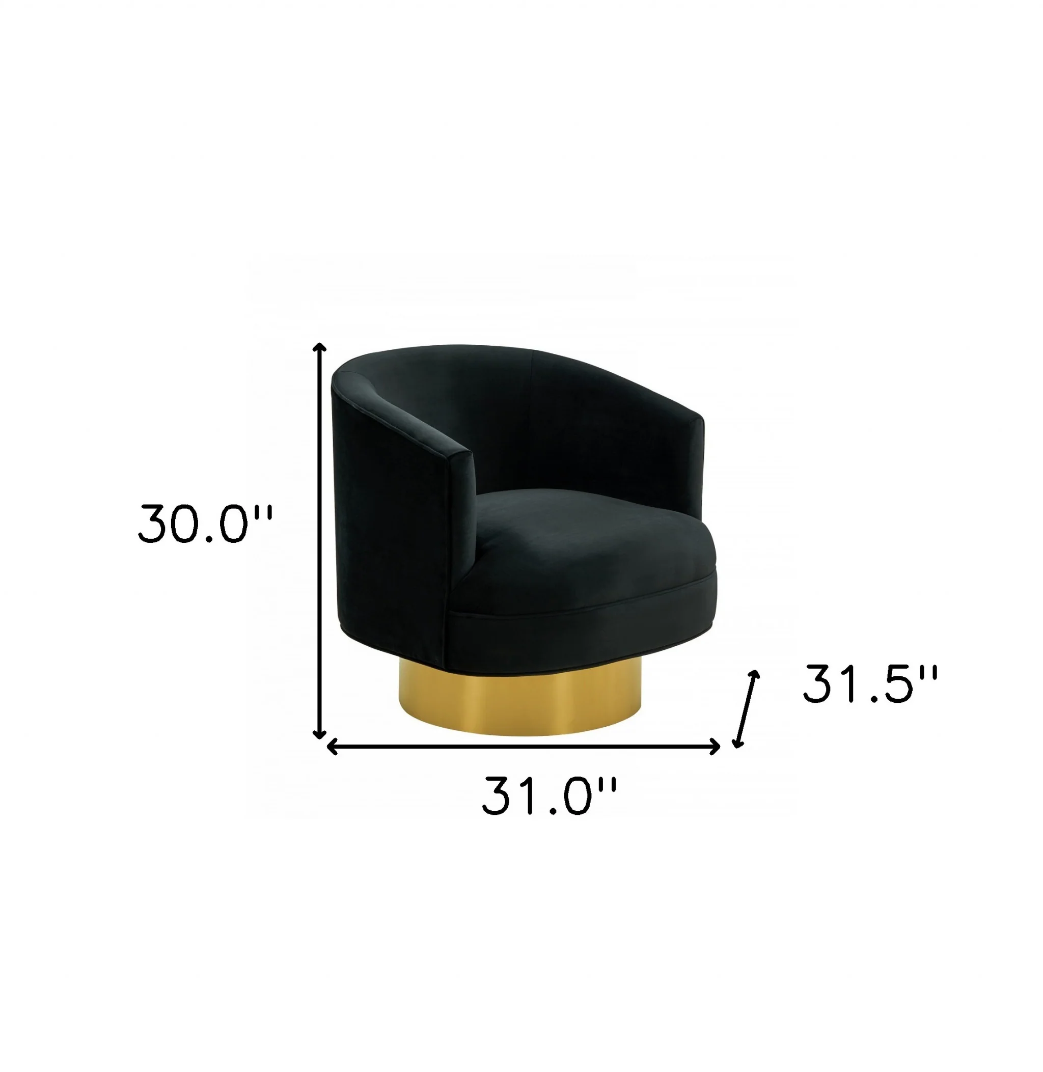 Modern Black and Gold Velvet Accent Chair By Homeroots - Image 7