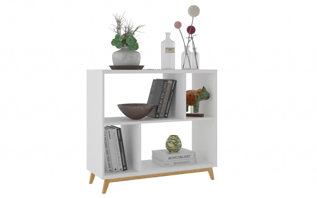 Modern Black and Natural Bookcase By Homeroots - Image 10